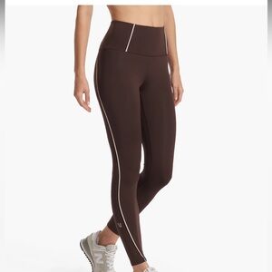 Vuori Evolve Uplift Lunar legging and bra in mahogany brown.